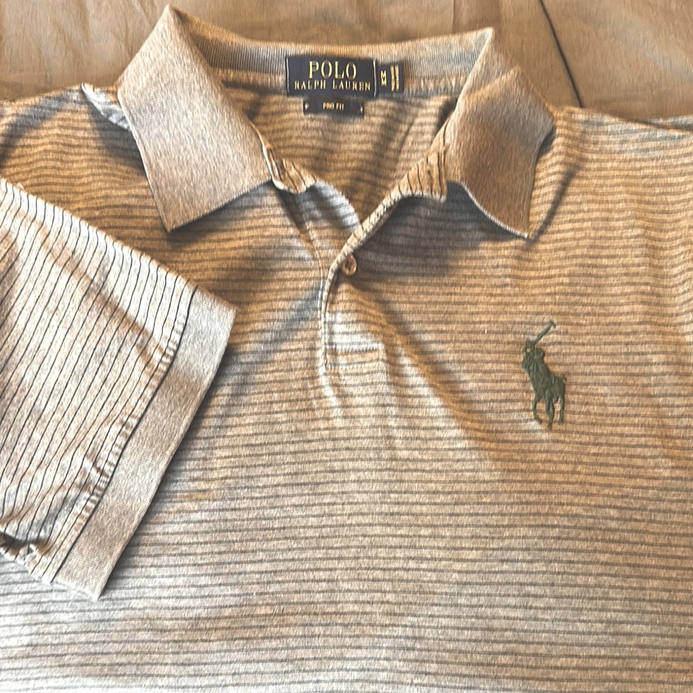 Ralph Lauren Gray Striped Polo Shirt